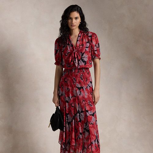 Floral Georgette Tie-Neck Dress - Polo Ralph Lauren - Modalova