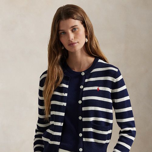 Striped Cotton Crewneck Cardigan - Polo Ralph Lauren - Modalova