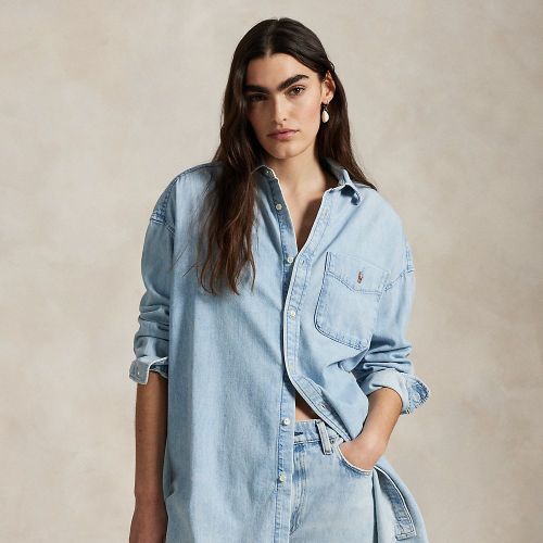 Oversize Cotton Denim Shirt - Polo Ralph Lauren - Modalova