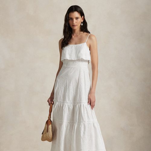 Robe maxi à volants en coton broderie anglaise - Polo Ralph Lauren - Modalova