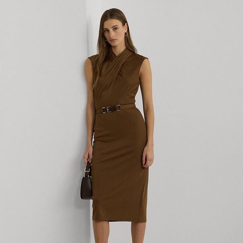 Belted Jersey Mockneck Dress - Lauren - Modalova