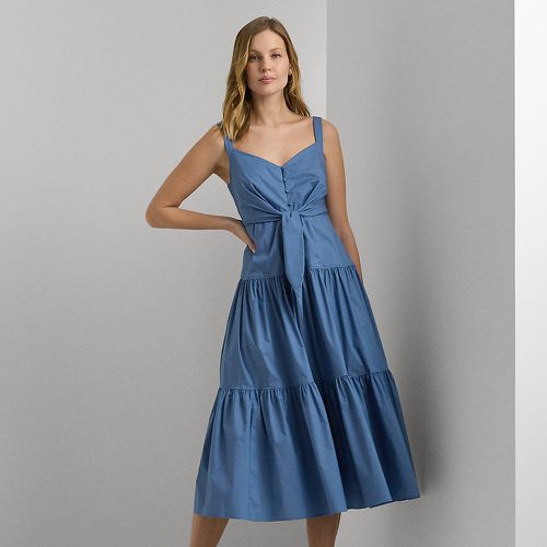 Cotton-Blend Tie-Front Tiered Dress - Lauren - Modalova