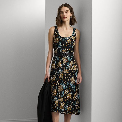 Floral Belted Crepe Sleeveless Dress - Lauren - Modalova