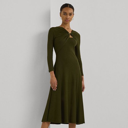 Ring-Trim Rib-Knit Cotton-Blend Dress - Lauren - Modalova