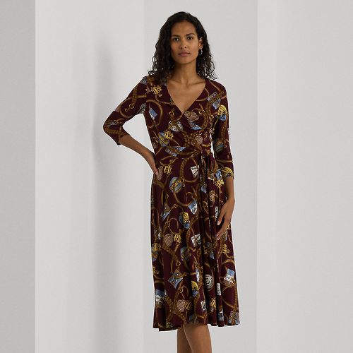 Belting-Print Surplice Jersey Dress - Lauren - Modalova