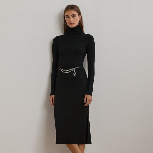 Chain-Trim Rib-Knit Turtleneck Dress - Lauren - Modalova