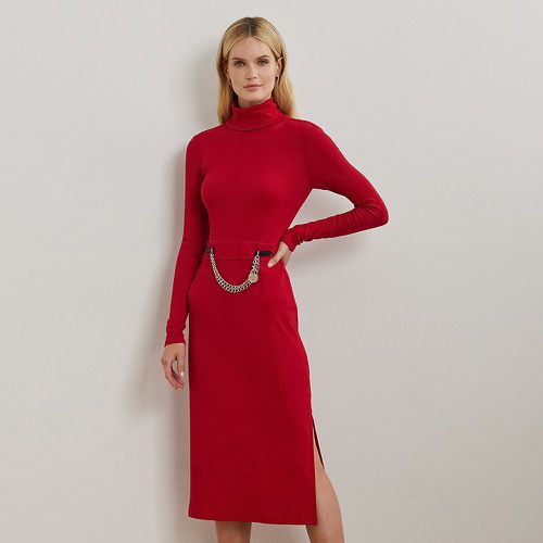 Chain-Trim Rib-Knit Turtleneck Dress - Lauren - Modalova