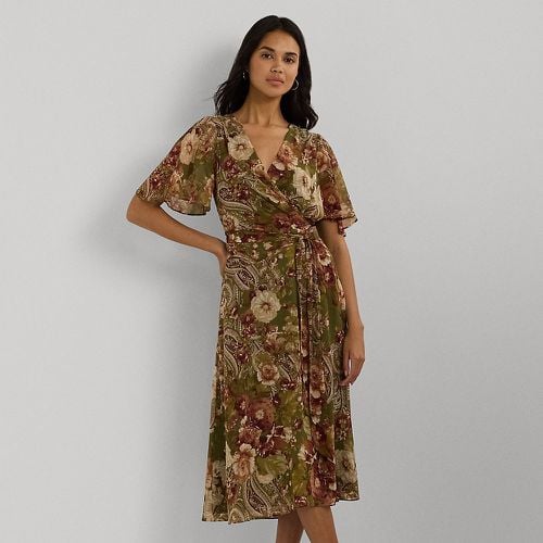 Floral Belted Crinkle Georgette Dress - Lauren - Modalova