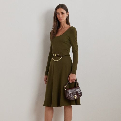 Belted Ponte Fit-and-Flare Dress - Lauren - Modalova