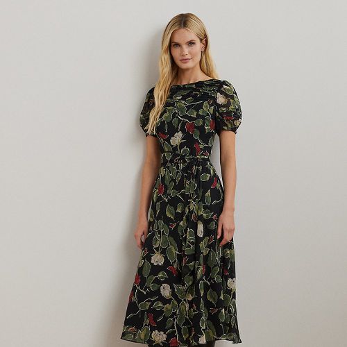 Floral Georgette Puff-Sleeve Dress - Lauren - Modalova