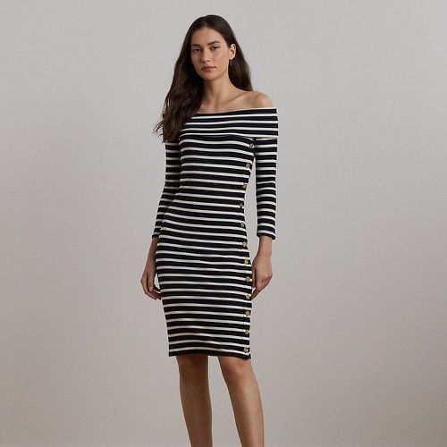 Striped Ribbed Off-the-Shoulder Dress - Lauren - Modalova