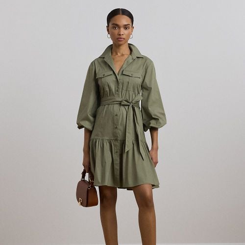 Belted Cotton-Blend Shirtdress - Lauren - Modalova