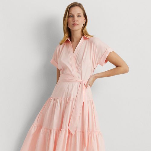 Petite - Belted Cotton-Blend Tiered Dress - Lauren Petite - Modalova