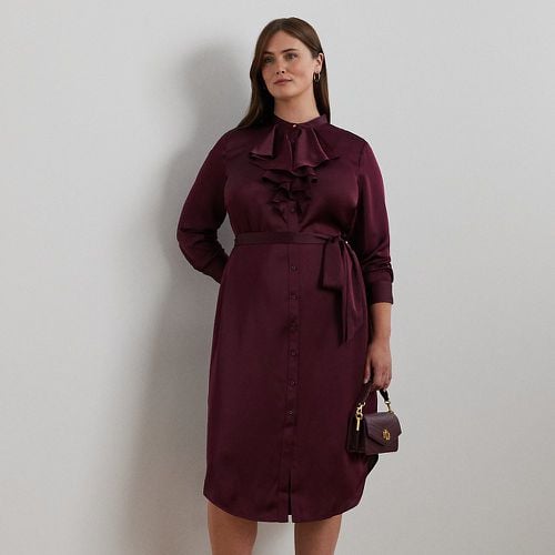 Curve - Ruffle-Trim Satin Charmeuse Shirtdress - Lauren Curve - Modalova