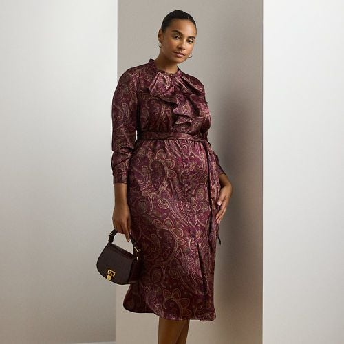 Curve - Paisley Ruffle-Trim Charmeuse Shirtdress - Lauren Curve - Modalova