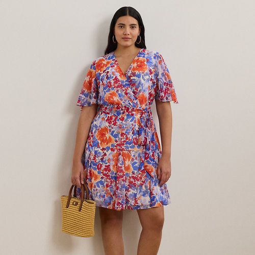 Curve - Floral Crinkle Georgette Surplice Dress - Lauren Curve - Modalova