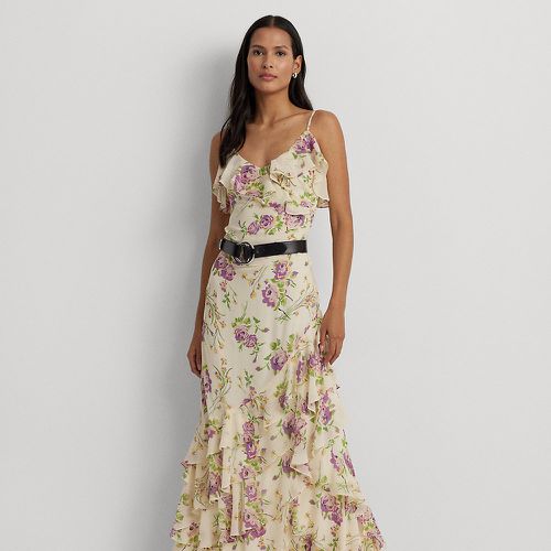 Floral Crinkle Georgette Tiered Gown - Lauren - Modalova