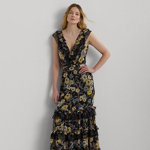 Floral Ruffle-Trim Georgette Gown - Lauren - Modalova