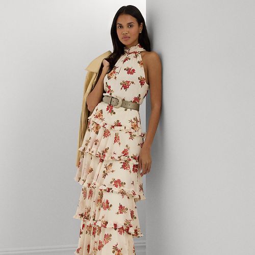 Floral Crinkle Georgette Tiered Gown - Lauren - Modalova