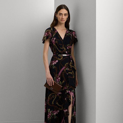 Print Belted Flutter-Sleeve Gown - Lauren - Modalova