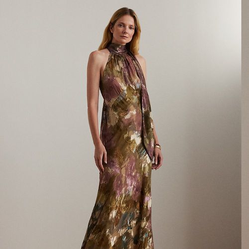 Floral Burnout Satin Halter Gown - Lauren - Modalova