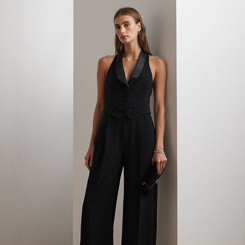 Satin-Trim Crepe Sleeveless Jumpsuit - Lauren - Modalova