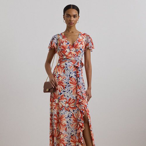 Floral Belted Flutter-Sleeve Gown - Lauren - Modalova