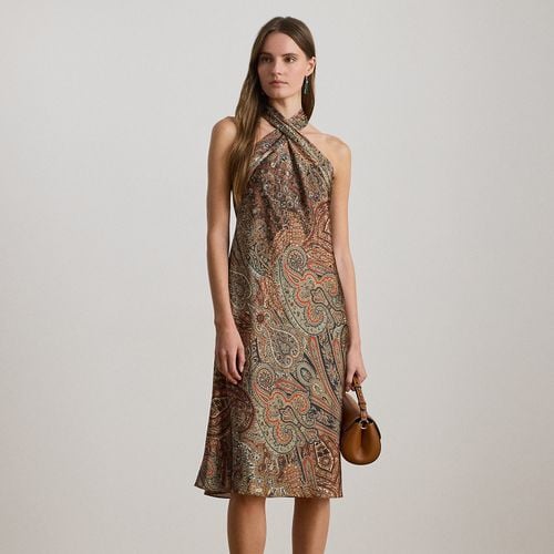 Paisley Charmeuse Halter Cocktail Dress - Lauren - Modalova