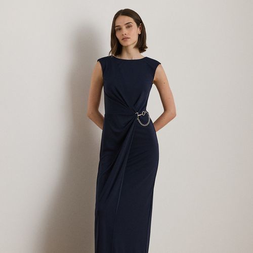Chain-Trim Jersey Cap-Sleeve Gown - Lauren - Modalova