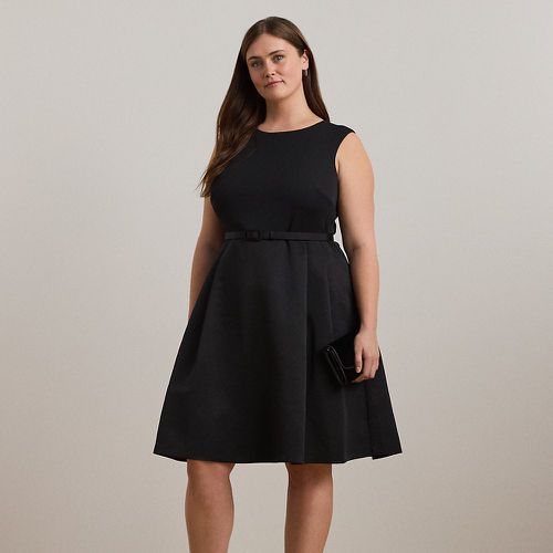 Curve - Belted Faille & Jersey Cocktail Dress - Lauren Curve - Modalova