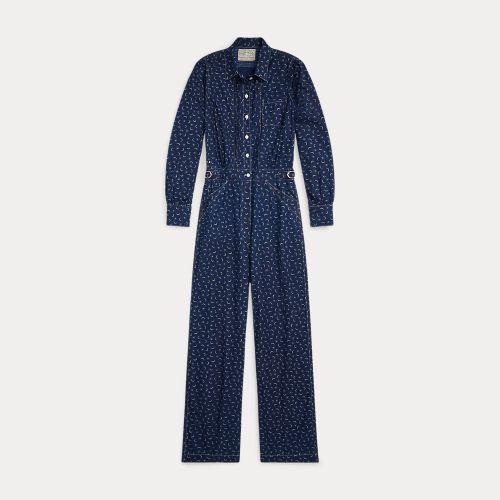 Indigo Print Cotton-Linen Coverall - RRL - Modalova