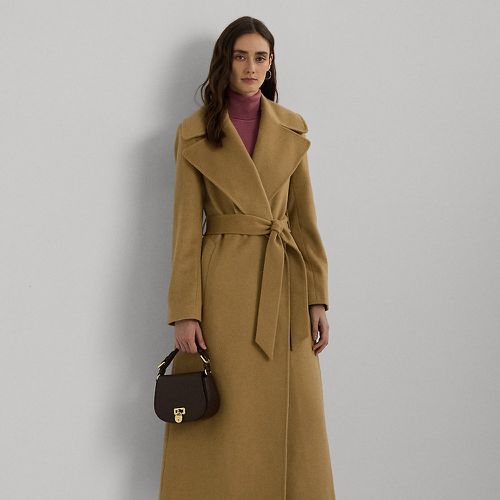 Petite - Belted Wool-Blend Wrap Coat - Lauren Petite - Modalova