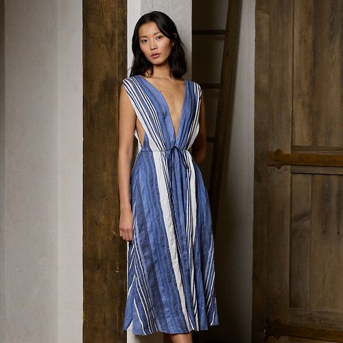 Pammela Striped Linen-Silk Day Dress - Collection - Modalova