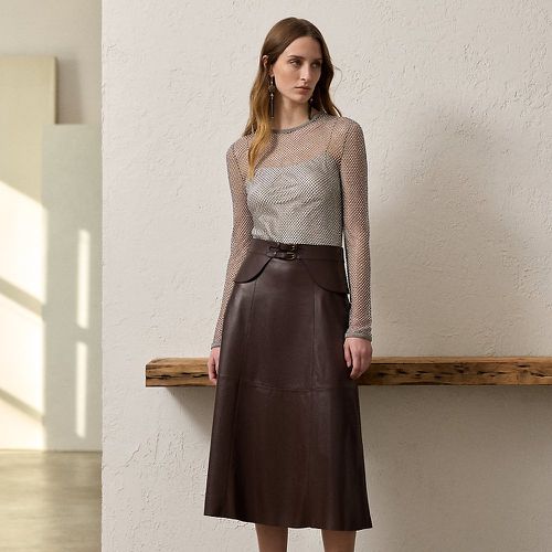 Millie Buckle-Trim Lambskin Skirt - Collection - Modalova