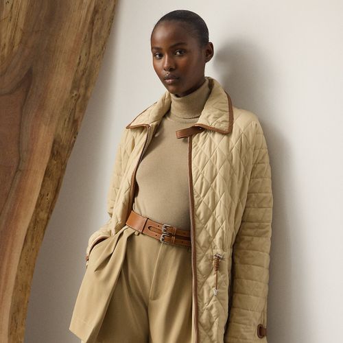 Saundra Lambskin-Trim Quilted Coat - Collection - Modalova