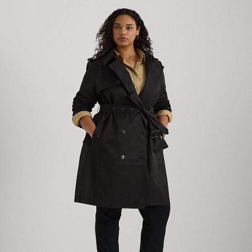 Curve - Double-Breasted Cotton-Blend Trench Coat - Lauren Curve - Modalova