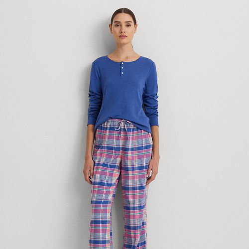 Plaid Cotton-Blend Henley Pyjama Set - Lauren - Modalova