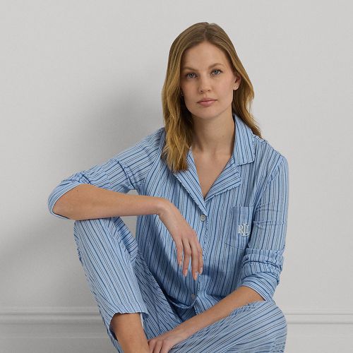 Striped Cotton-Blend Jersey Sleep Set - Lauren - Modalova
