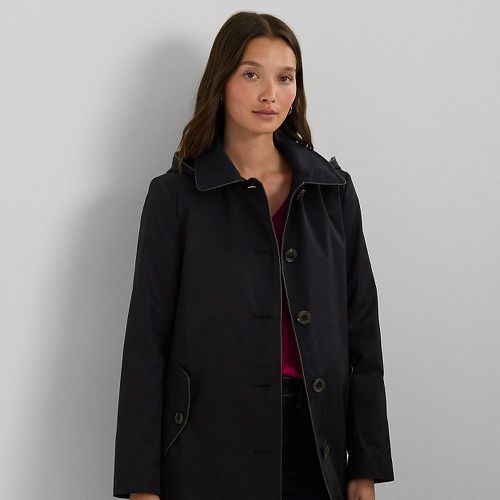 Faux-Leather-Trim Hooded Coat - Lauren - Modalova