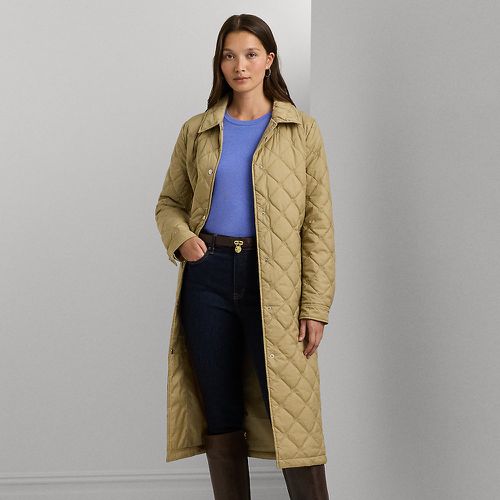 Logo Quilted Long Coat - Lauren - Modalova