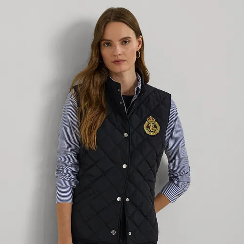 Crest-Patch Quilted Mockneck Gilet - Lauren - Modalova