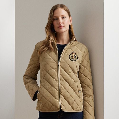 Crest-Patch Quilted Mockneck Jacket - Lauren - Modalova