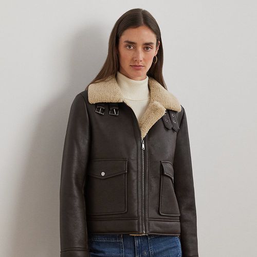 Faux-Shearling-Trim Faux-Leather Jacket - Lauren - Modalova