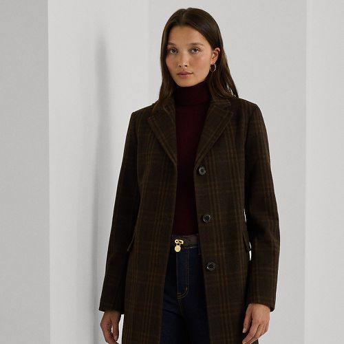 Plaid Wool-Blend Reefer Coat - Lauren - Modalova