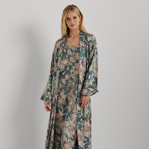 Floral Belted Satin Long Robe - Lauren - Modalova