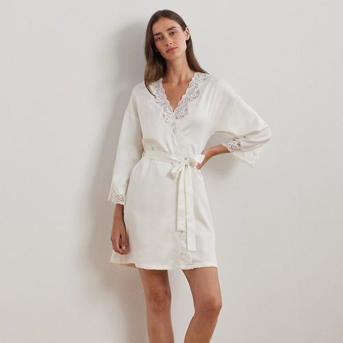 Lace-Trim Satin Robe - Lauren - Modalova