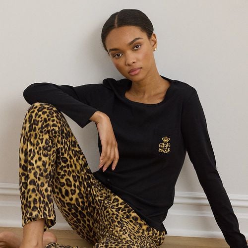 Leopard Print Knit & Fleece Pyjama Set - Lauren - Modalova