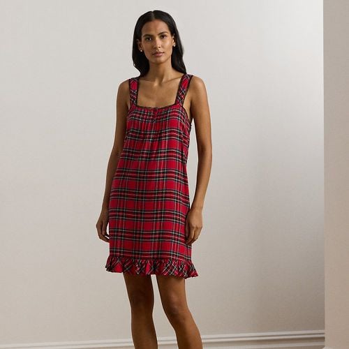 Plaid Lace-Trim Brushed Twill Nightgown - Lauren - Modalova