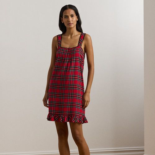 Plaid Lace-Trim Brushed Twill Nightgown - Lauren - Modalova