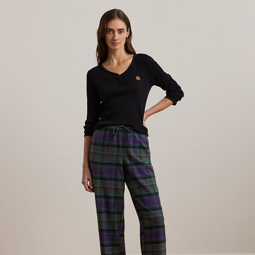 Plaid Cotton-Blend Henley Pyjama Set - Lauren - Modalova